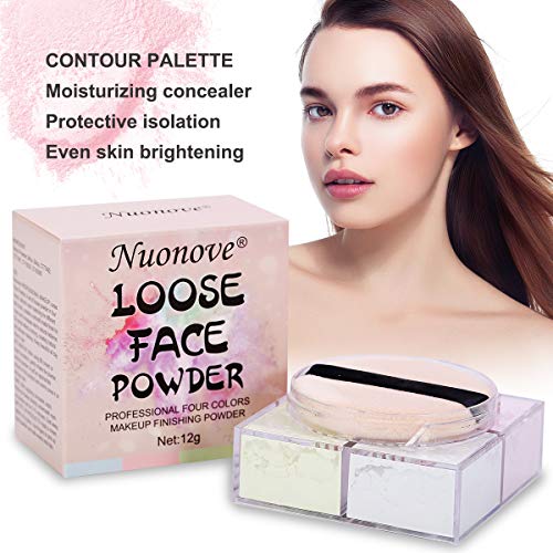 Finishing Powder, Polvos sueltos, Maquillaje en polvo, corrector de base ligera de control de aceite mate cosmético cuatro cuadros，Absorbe brillos 12g