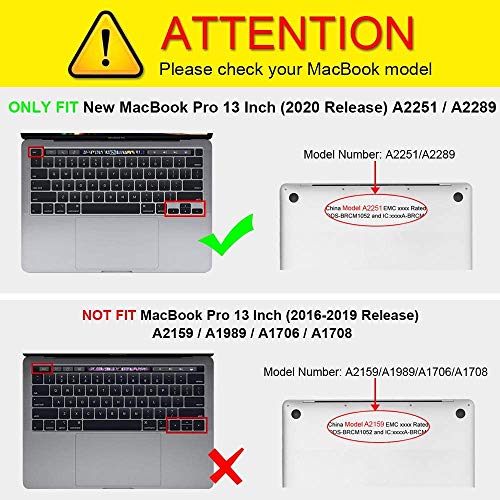 Fintie Funda para MacBook Pro 13 (2020) - Súper Delgada Carcasa Protectora de Plástico Duro para MacBook Pro 13.3 Pulgadas A2251 / A2289 con Touch Bar y Touch ID, Transparente