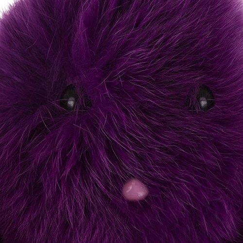 FIRENZE ARTEGIANI.Llavero Monedero Mujer Piel auténtica.Llavero Mujer complemento Pelo natutal Rex.Forma Conejo/Rabbit. Made IN Italy. Vera Pelle Italiana. 12x15x8 cm. Color: Morado