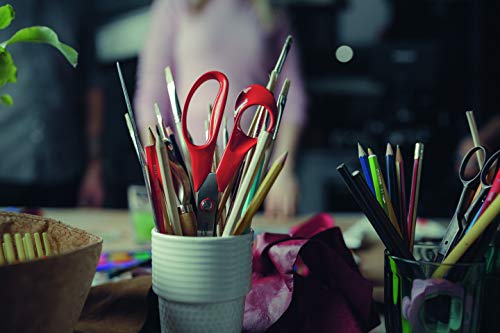 FISKARS Tijeras universales, para zurdos, Longitud: 21 cm, Hoja de acero inoxidable/ Mangos de plástico, Rojo, Classic, 1005147