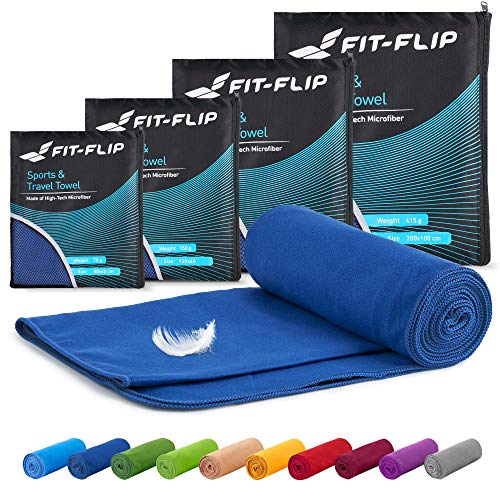Fit-Flip Toallas de Microfibra – 15 Colores, 6 tamaños – compacta y de Secado rápido – Microfibra Toalla Toalla Fitness Gimnasio y Toalla Microfibra Playa (60x120cm - Azul Oscuro)