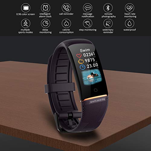 Fitness Tracker, reloj impermeable de seguimiento de actividad con monitor de frecuencia cardíaca, monitor de sueño con podómetro, reloj de notificación de información para Android e iOS (Púrpura)