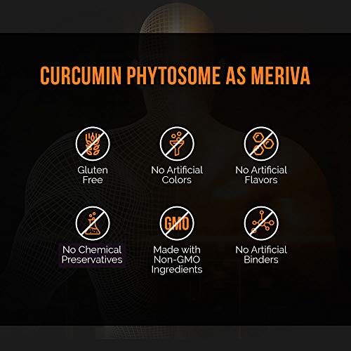 Fitosoma Curcumina Meriva de 250 mg, 2900% mejor absorción que la curcumina de cúrcuma normal, 100% sin soja, 120 cápsulas por bote, Complejo de fitosoma curcumina de cúrcuma