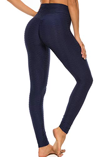 FITTOO Mallas Leggings Mujer Pantalones Deportivos oga Alta Cintura Elásticos Transpirables Azul Oscuro XL