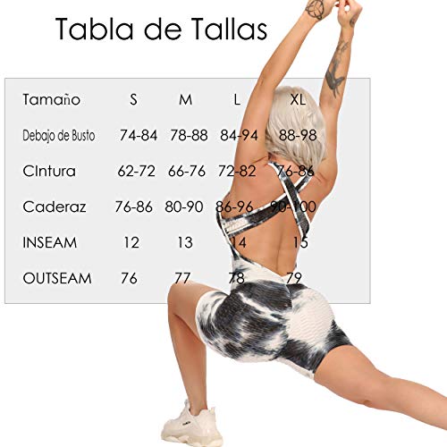FITTOO Mono Pantalones Cortos Leggings Mujer Mallas Yoga Alta Cintura Elásticos Transpirables #1 Blanco% Negrro XL