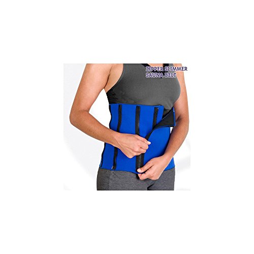 FitxSlim Zipper Slimmer Sauna - Faja Deportiva, Reductora, Adelgazante, Unisex, Adulto, Azul, Talla Única