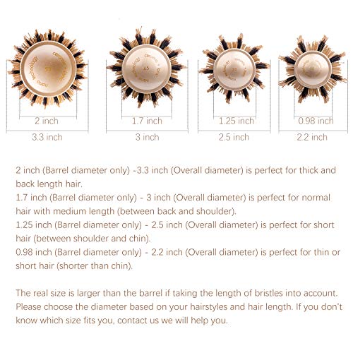 FIXBODY redondo barril nano térmico de cerámica capa & Ionic Tech cepillo de pelo con cerdas de jabalí, para el secado por soplado de pelo, estilo, añadir volumen & Shine (76mm barril 45mm, oro)