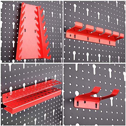 FIXKIT Panel para Herramientas de Metal 17 Piezas, 120 x 60 cm, Organizador y Soporte para Pared de Multiusos, Tablero Perforado