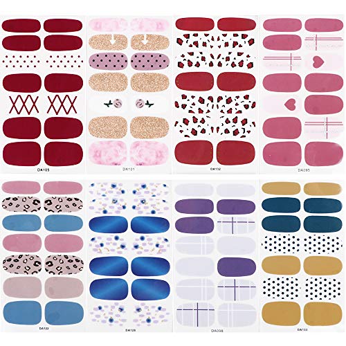 FLOFIA 16 Hojas Pegatinas Uñas Decorativas Adhesivas Nail Stickers Full Cover Etiqueta Adhesiva Uñas Cubierta Completa Calcomanías Etiqueta Engomada Uñas Autoadhesivas para Arte de Uñas DIY