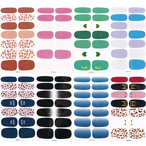 FLOFIA 16 Hojas Pegatinas Uñas Decorativas Adhesivas Nail Stickers Full Cover Etiqueta Adhesiva Uñas Cubierta Completa Calcomanías Etiqueta Engomada Uñas Autoadhesivas para Arte de Uñas DIY