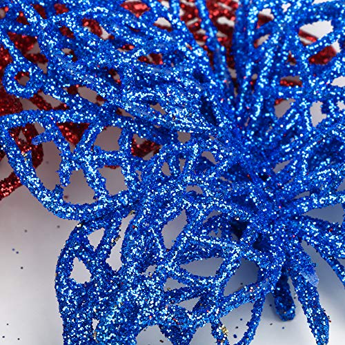 FLOFIA 24pcs Adornos de Navidad Mariposa Arbol de Navidad Colgante Mariposas Artificiales Navidad Purpurina Brillo para Decoración Navideña Ornamento Suministro Accesorios Navidad, 4 Colores Mezclados