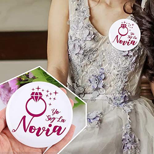 FLOFIA Kit 12pcs Despedida de Soltera Accesorios de Novia, Velo Blanco de Novia con Peine, Banda Fajín Novia, Broche Insignia Novia Dama de Honor para Boda Fiesta Decoración Ducha Nupcial