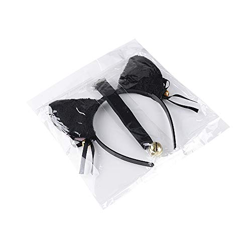 FLOFIA Kit Disfraz de Gato Accesorios Diadema de Gato Orejas de Gato + Collar Choker Terciopelo con Campana Suministros para Mujer Niña Disfraces Fiesta Halloween Cumpleaños Cosplay, Blanco/Negro