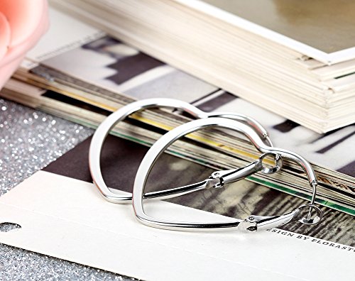 Flongo 46mm Pendientes de mujer de moda de estilo europeo de acero en forma de corazón traspasado