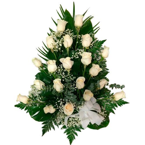 Florclick - Centro 12 rosas blancas - Flores naturales a domicilio en 24h y ENVÍO GRATIS
