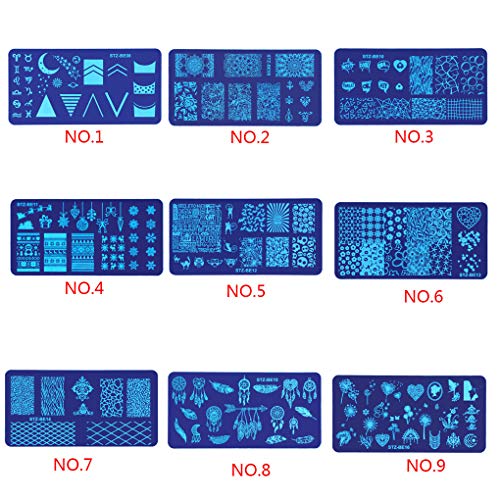 Floridivy Placa de uñas Estampación de la Pluma de la Flor del corazón en Animales Dreamcatcher Acero Plantillas Clavo de la Plantilla del Arte 7