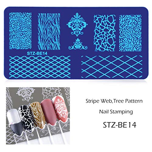 Floridivy Placa de uñas Estampación de la Pluma de la Flor del corazón en Animales Dreamcatcher Acero Plantillas Clavo de la Plantilla del Arte 7