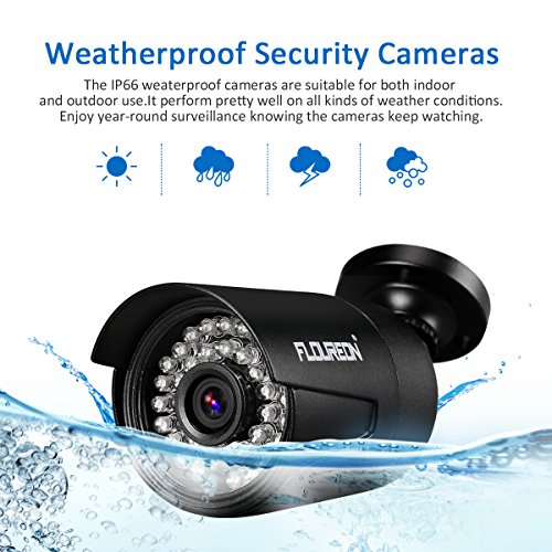 FLOUREON DVR Video Kit de vigilancia (8CH 1080N AHD DVR + 4 *1080P 3000TVL 2.0MP cámara exterior+disco duro de 1TB HDD), copia de seguridad USB, alarma por correo electrónico, sistema de seguridad 