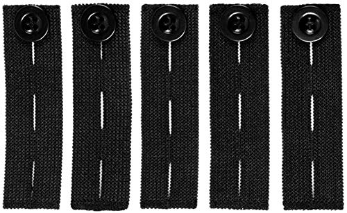 FLZONE Cómodos Extensores de Cintura Ajustables, Botones Elásticos Extensores para Traje Pantalón Falda Pantalones Vaqueros; （5 Paquetes negro）