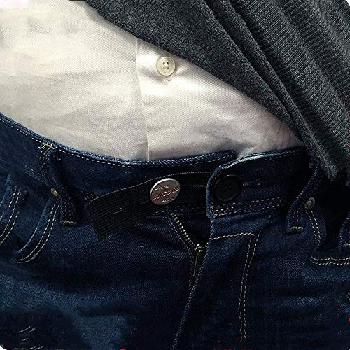 FLZONE Cómodos Extensores de Cintura Ajustables, Botones Elásticos Extensores para Traje Pantalón Falda Pantalones Vaqueros; （5 Paquetes negro）