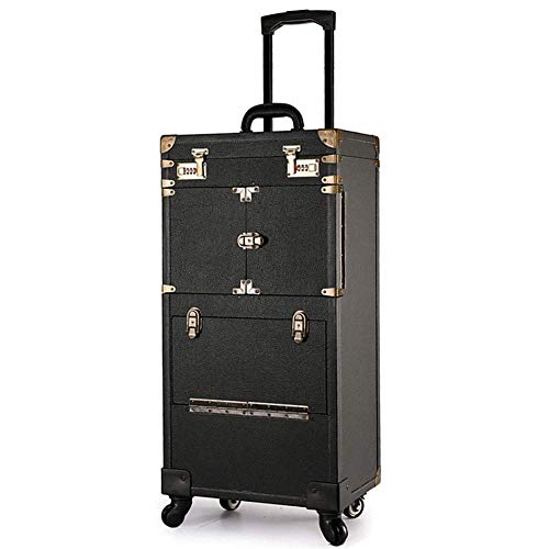 FMEZY Trolley de peluquería Maquillaje con Cierre de balanceCaja de Tren Estética Estuches de Equipaje Estilista de Cabello Cepillo para secador de Pelo con 4 Ruedas