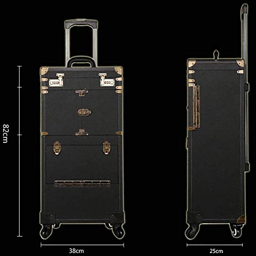 FMEZY Trolley de peluquería Maquillaje con Cierre de balanceCaja de Tren Estética Estuches de Equipaje Estilista de Cabello Cepillo para secador de Pelo con 4 Ruedas