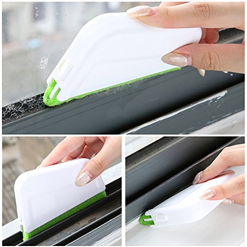 FOCCTS 3PCS 2 in1 Ventana Brecha Espacio Ranura Corner Cleaning Dustpan Brushes con Esponjas Extraíbles para Orificios de Ventana del Teclado Coche