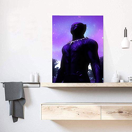 FOCLKEDS Pantera Negra Avengers Age of Ultron Pantera Negra Póster abstracto de madera de 24 x 86 pulgadas con marco de madera para decoración del hogar, estirado y listo para colgar
