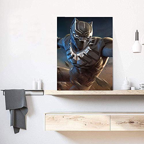 FOCLKEDS Pantera Negra Póster de la Pantera Negra de los Vengadores, Cuadro de Arte de la Pared, 20 x 28 pulgadas, enmarcado de madera para decoración del hogar, estirado y listo para colgar