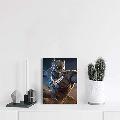 FOCLKEDS Pantera Negra Póster de la Pantera Negra de los Vengadores, Cuadro de Arte de la Pared, 20 x 28 pulgadas, enmarcado de madera para decoración del hogar, estirado y listo para colgar