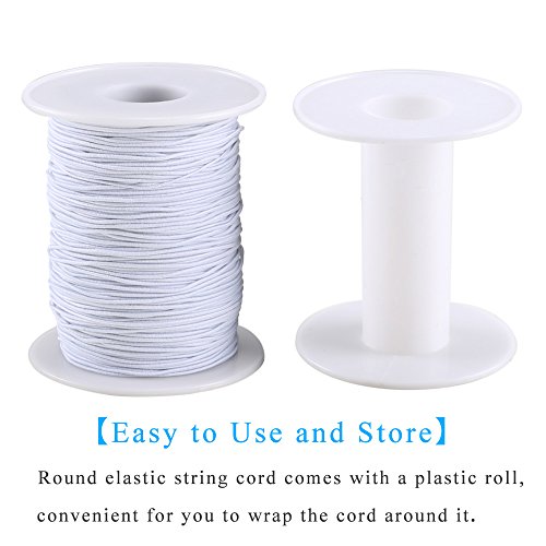 FOGAWA 2 Rollo 0.8 mm Hilo Cuerda Elástico Blanco y Negro de Redondo Cordón Elástico de Cuerda de Secuencia de Estiramiento para DIY Collar Pulsera Abalorios Fabricación de Joyas 100 m/Rollos