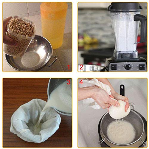 FOGAWA Cheese Cloth 2 Pcs Paño Queso Bolsa de Leche Telas Filtrantes de Nuez Reutilizable Gasa Colador Mulla para Queso Tejido de Algodón Natural para Mantequilla Leche 95 x 95cm Blanco