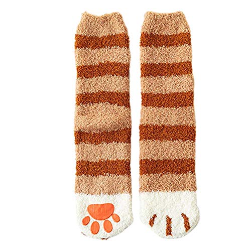 Foll Calcetines cálidos de Invierno para Mujer, Calcetines de Lana coralina, Alfombrillas de Pata de Gato, Calcetines Gruesos para Dormir, Calcetines de Piso