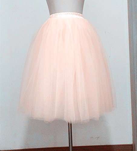 FOLOBE Falda de tutú de Las Mujeres Midi Tulle Faldas 7 Capas de Falda de Falda de Underskirt con el cinturón elástico para el Banquete de Boda