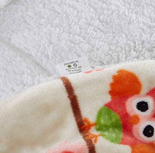 FOREN TEX Manta para Cama y sófa Franela con Sherpa Blanca (L3080 + Bajera, Cama 135) Llevan Fundas de Almohada (50x70) más una Bajera Ajustable Extra Suave Súper Cálida