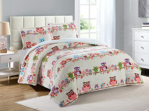 FOREN TEX Manta para Cama y sófa Franela con Sherpa Blanca (L3080 + Bajera, Cama 135) Llevan Fundas de Almohada (50x70) más una Bajera Ajustable Extra Suave Súper Cálida