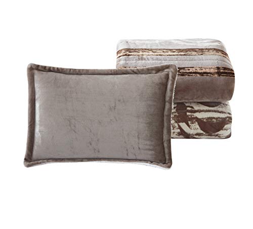 FOREN TEX Manta para Cama y sófa Franela con Sherpa Blanca(3083 + Bajera, Cama 150) Llevan Fundas de Almohada (50x70) más una Bajera Ajustable Extra Suave Súper Cálida