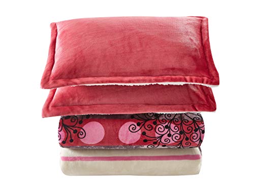 FOREN TEX Manta para Cama y sófa Franela con Sherpa Blanca(S-3084 +Bajera, Cama 90 y 105) Llevan Fundas de Almohada (50x70) más una Bajera Ajustable Extra Suave Súper Cálida