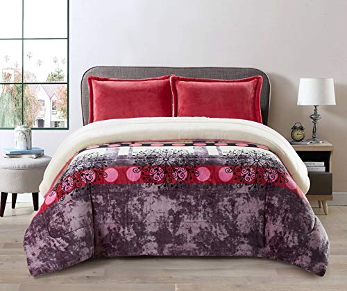 FOREN TEX Manta para Cama y sófa Franela con Sherpa Blanca(S-3084 +Bajera, Cama 90 y 105) Llevan Fundas de Almohada (50x70) más una Bajera Ajustable Extra Suave Súper Cálida