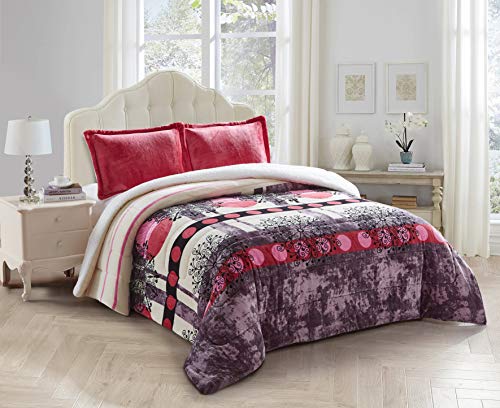 FOREN TEX Manta para Cama y sófa Franela con Sherpa Blanca(S-3084 +Bajera, Cama 90 y 105) Llevan Fundas de Almohada (50x70) más una Bajera Ajustable Extra Suave Súper Cálida