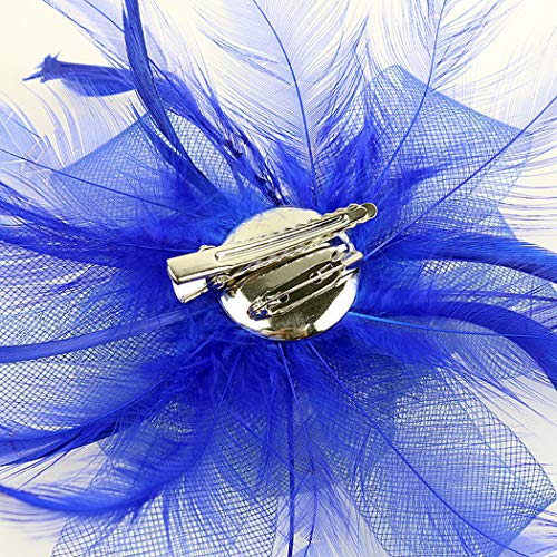 FORLADY Hilos de cáñamo Accesorios para el cabello Cabeza de pluma Diadema de malla de flores Vestido salvaje Mostrar Novia Tocado Sombrero de cóctel Sombrero de clip de pelo de flor