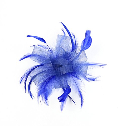 FORLADY Hilos de cáñamo Accesorios para el cabello Cabeza de pluma Diadema de malla de flores Vestido salvaje Mostrar Novia Tocado Sombrero de cóctel Sombrero de clip de pelo de flor