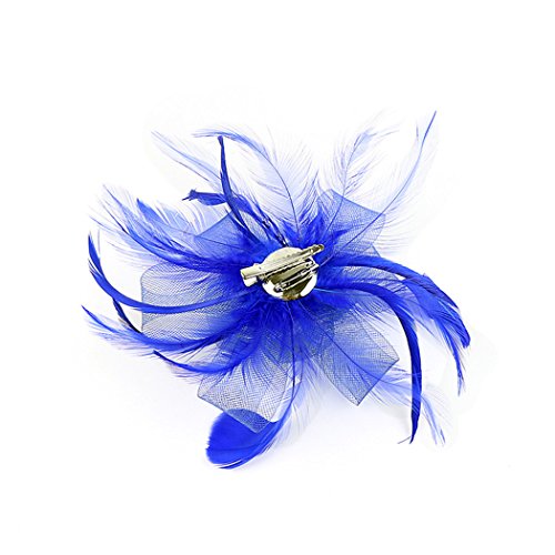 FORLADY Hilos de cáñamo Accesorios para el cabello Cabeza de pluma Diadema de malla de flores Vestido salvaje Mostrar Novia Tocado Sombrero de cóctel Sombrero de clip de pelo de flor