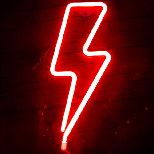 Forma de rayo LED Luz de neón Arte decorativo Luces decorativas Decoración de la pared para la habitación del bebé Suministros para el banquete de boda de Navidad (luz roja)
