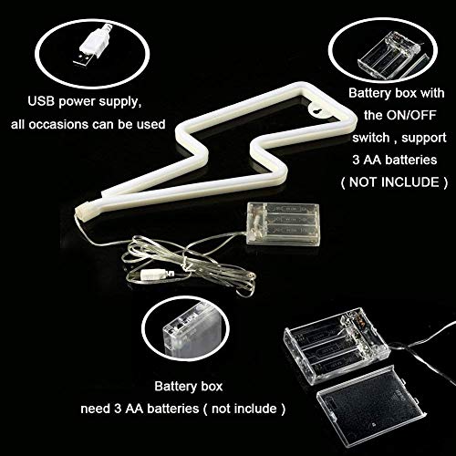 Forma de rayo LED Luz de neón Arte decorativo Luces decorativas Decoración de la pared para la habitación del bebé Suministros para el banquete de boda de Navidad (luz roja)