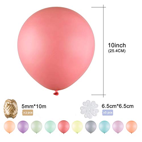 FORMIZON 120 Pcs Globos Pastel, Macaron Látex Globos de Cumpleaños para Decoración Fiesta/Día de San Valentín/Decoraciones/Navidad/Comunión Bodas