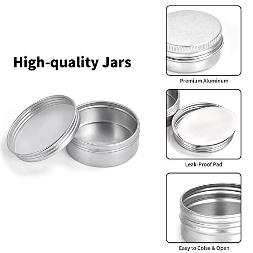 FORMIZON 24 Tarros de Aluminio Vacío, Latas de Aluminio Vacías (5/10/20/25/30ml) con Etiquetas y Mini Espátula, Tarros Cosmetica, Tarros Aluminio Vacíos para Crema Loción Bálsamo Jabón Maquillaje