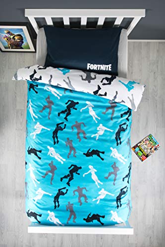 Fortnite Funda de edredón oficial individual con diseño de dabbing | Funda de edredón azul con funda de almohada a juego reversible