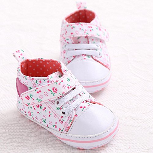 Fossen Recién Nacido Zapatos Primeros Pasos Bebe Niña Forma de corazón Antideslizante Suela Blanda Zapatos (0-6 Meses, Blanco)
