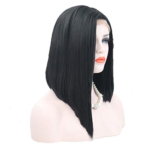 Fotbimk peluca de cabeza pelucas para mujeres peluca de moda negro sintético peluca rubia peluca corta peluca recta (Negro)